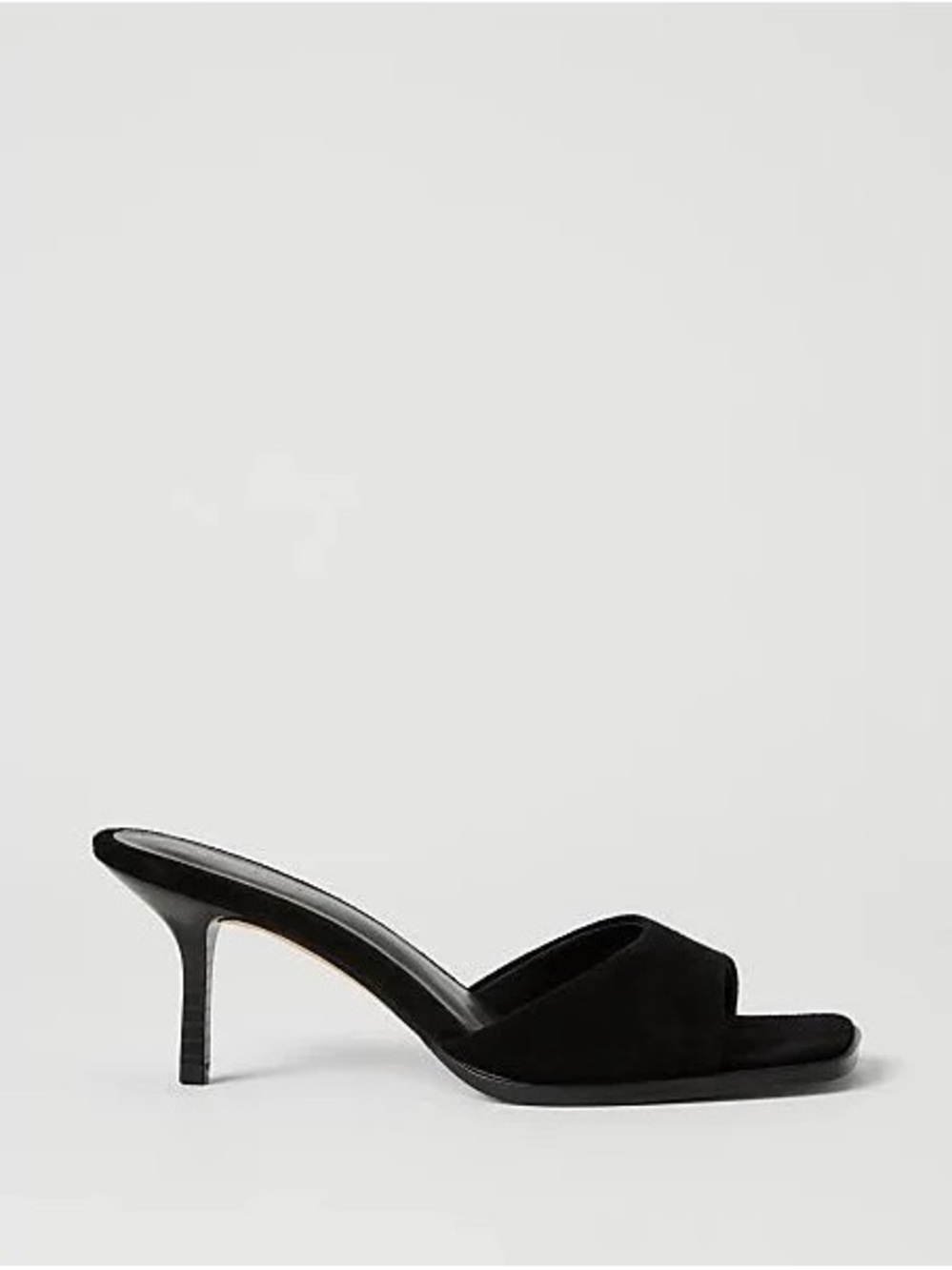 Ann Taylor Black Suede Open-Toe Mule Heels